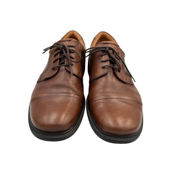 Ecco Men's Brown Leather Round Cap Toe Lace Up Oxfords Dress Shoes - Picture 2 of 12